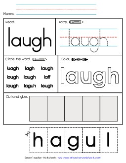 Worksheet 2: Laugh Sight Words Individual Worksheet