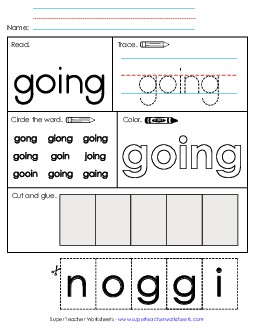 Worksheet 2: Going Free Sight Words Individual Worksheet