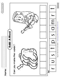 Build-A-Word: Strap and Strum Phonics Blends Worksheet