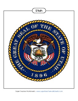 Utah State Seal (Full-Color Version) States Individual Worksheet