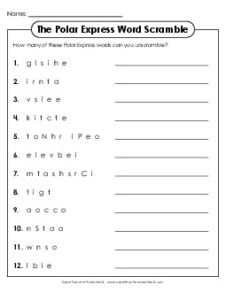 Polar Express Word Scramble Free Picture Book Polar Express Worksheet