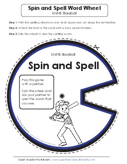 Spin and Spell (B-Baseball)  Spelling B Worksheet