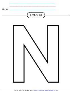 Outline - Uppercase N Alphabet Worksheet