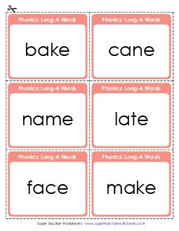 Flashcards (Long A) Phonics Long Short A Worksheet