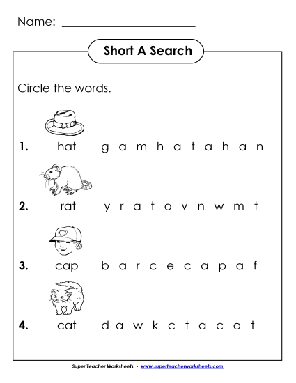 aShort A CVC Word Hunt