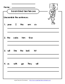 Scrambled Sentences (A-3) Spelling A Worksheet