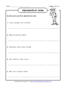 Alphabetical Order (C-4) Spelling C Worksheet