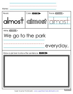 Worksheet 3: Almost Sight Words Individual Worksheet