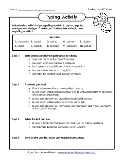 Typing Sentences (C-Easter)  Spelling C Worksheet