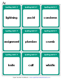 Flashcards (E-9) Spelling E Worksheet