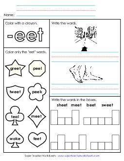 Worksheet 1 (-eet Words) Word Families Worksheet