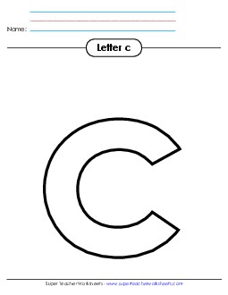 Outline - Lowercase c Alphabet Worksheet