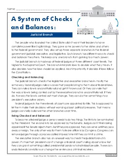 Judicial Branch (Reading Passage & Questions) 5th Grade Reading Comprehension 5th Grade Social Studies Worksheet