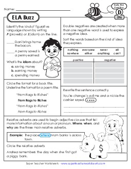 New ELA Buzz: Week 20<br>Worksheets 96 through 100 Worksheet