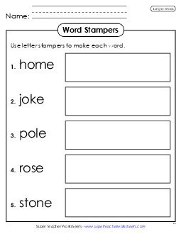 Letter Stampers Phonics Long Short O Worksheet