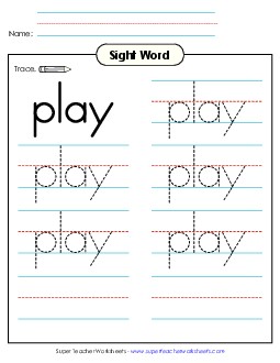 Trace the Word: Play Free Sight Words Individual Worksheet