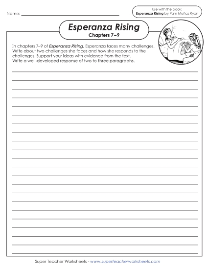 New Writing Prompt: Esperanza's Challenges Worksheet New Writing Prompt: Esperanza's Challenges Worksheet