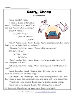 Sorry, Sheep  2nd Grade Reading Comprehension Worksheet