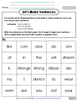 Let\'s Make Sentences (Str-) Phonics Blends Worksheet