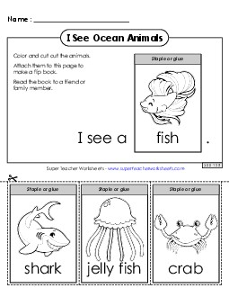 Flip book:  Sea Life Ocean Life Worksheet