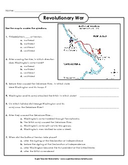 Map: Battle of Trenton Revolutionary War Worksheet