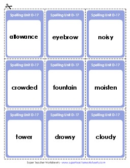 Flashcards (D-17) Spelling D Worksheet