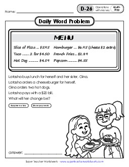 Daily Word Problems D-26 through D-30 Worksheet