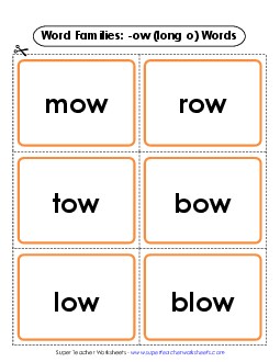 Flashcards (-ow) Word Families Worksheet