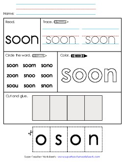 Worksheet 2: Soon Sight Words Individual Worksheet