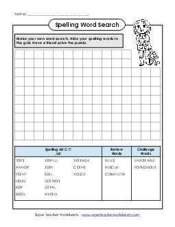 Make-a-Search (C-7) Spelling C Worksheet