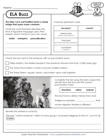 New 6th Grade ELA Buzz: Week 13<br>Worksheets 61 through 65 Worksheet New 6th Grade ELA Buzz: Week 13<br>Worksheets 61 through 65 Worksheet
