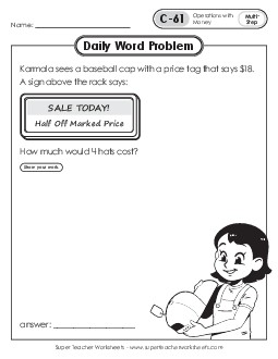 Daily Word Problems  C-61 through C-65 Worksheet