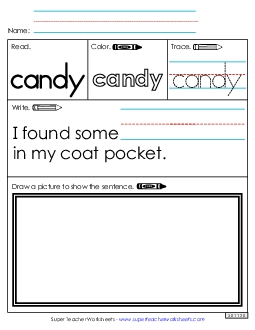 Worksheet 3: Candy Free Sight Words Individual Worksheet