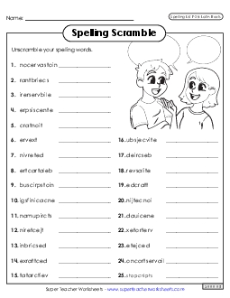 Word Scramble (F-28) Spelling F Worksheet