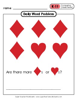 Daily Word Problems K-11 through K-15 Worksheet