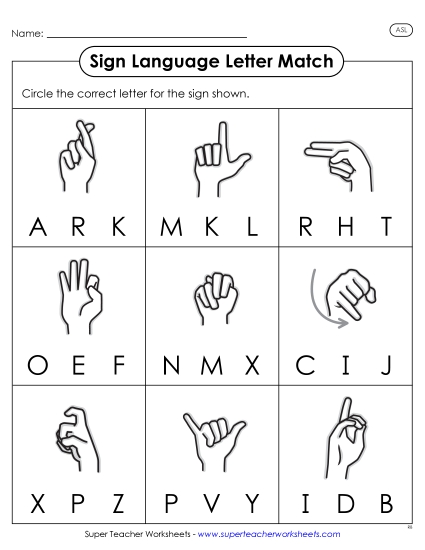 New Sign-Letter Match Worksheet 1 Worksheet