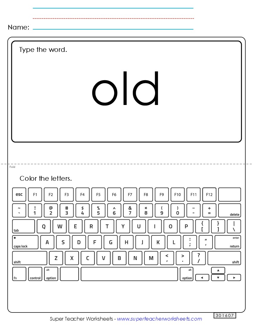 Type the Word: Old Sight Words Individual Worksheet