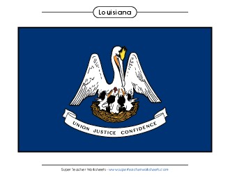 Louisiana State Flag (Full-Color Version) States Individual Worksheet