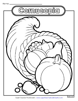 Coloring Page: Cornucopia Coloring Pages Worksheet