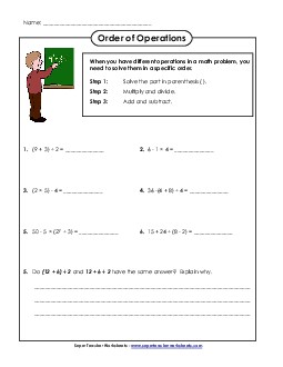 Order of Operations Free Worksheet