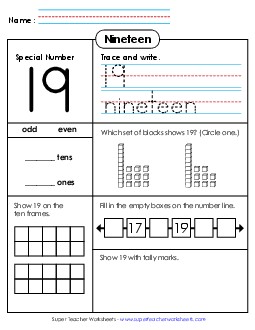 Special Number: 19 Counting Worksheet