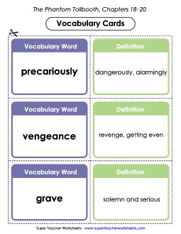 Vocab. Cards for Chapters 18-20 Books Worksheet