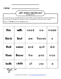 Let\'s Build Sentences (A-26) Spelling A Worksheet