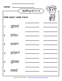 Write Twice (A-14) Spelling A Worksheet