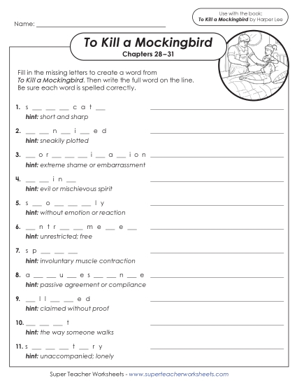 New Vocabulary Activity (Chapters 28–31) Worksheet New Vocabulary Activity (Chapters 28–31) Worksheet