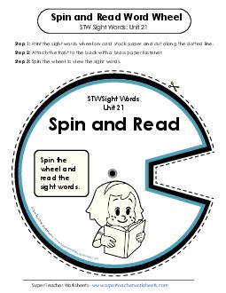 Spin and Read (Unit 21) Sight Words Worksheet