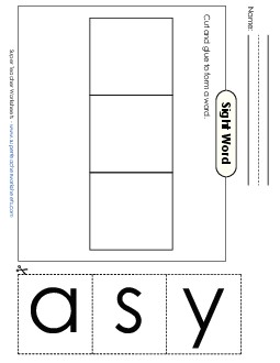 Large Cut-and-Glue: Say Sight Words Individual Worksheet