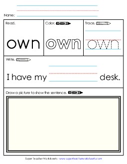 Worksheet 3: Own Sight Words Individual Worksheet