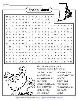 Word Search Puzzle States Individual Worksheet