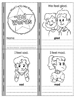 Mini-Book (-ad) Word Families Worksheet